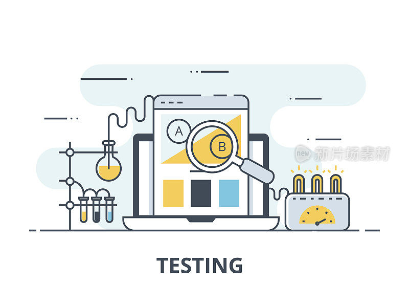 Software testing flat icon. Software testing vector illustration. Flat design. Software testing successful